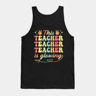 This Teacher Is Glowing Hello Summer A Funny End Of School Year Tank Top